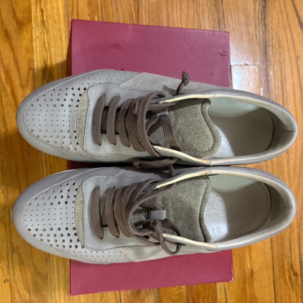 FERRAGAMO Men's Beige and Brown Casual Sneakers
